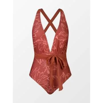 CUPSHE One Piece Swimsuit for Women - Sexy Deep V Neck