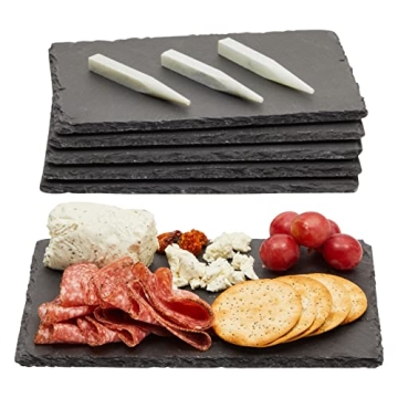 Juvale 6 Pack Mini Slate Charcuterie Boards Set with Chalk - Individual Stone Serving Plates for Che...