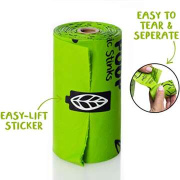PLANET POOP Home Compostable Dog Poop Bags on Refill Rolls, 60 Un-Scented Pet Waste Bags, Thick Leakproof Plant-Based Doggy Bag, Cat & Dogs Supplies
