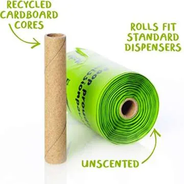 PLANET POOP Home Compostable Dog Poop Bags on Refill Rolls, 60 Un-Scented Pet Waste Bags, Thick Leakproof Plant-Based Doggy Bag, Cat & Dogs Supplies