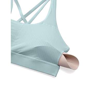CRZ YOGA Women's Strappy Sports Bras Fitness Workout Padded Yoga Criss Cross Back Cami Light Grayish Blue Medium