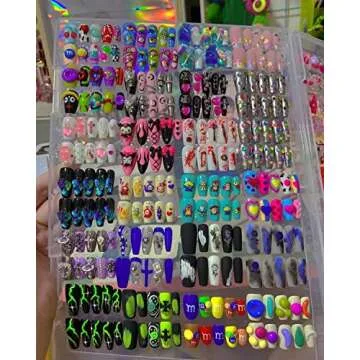 Rosy Finch Press on Nail Organizer, Acrylic Press on Nails Display Storage Box Container Holder with 38'' Transparent Tape for Nail Reused (Not Inlcude Press on Nail)