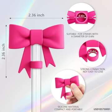 Compatible with Stanley Cup Accessories - 3Pcs 10mm Bow Straw Topper Compatible with Stanley Cup Str...