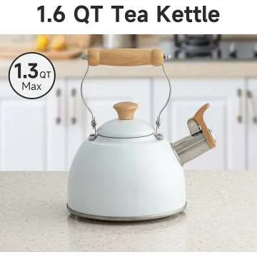 Whistling Tea Kettle - 1.6 QT Vintage White
