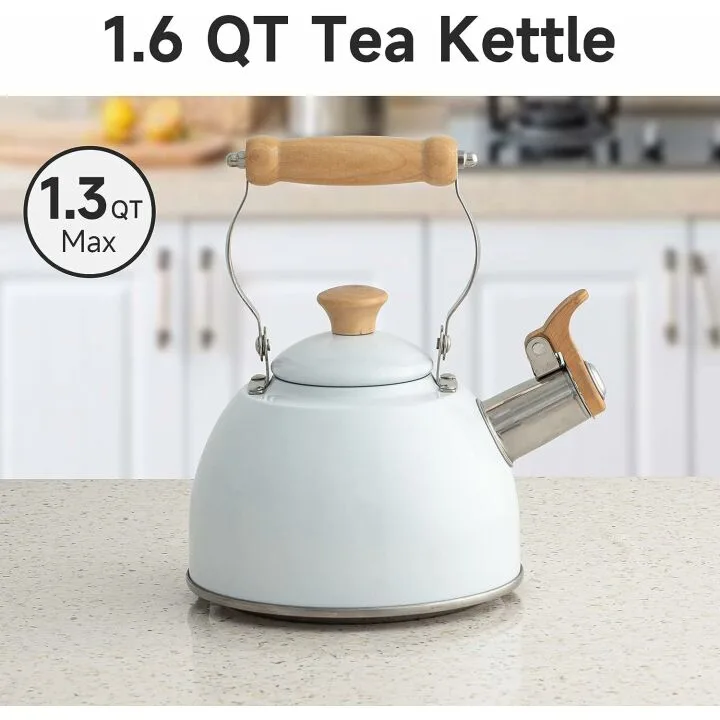 Whistling Tea Kettle - 1.6 QT Vintage White