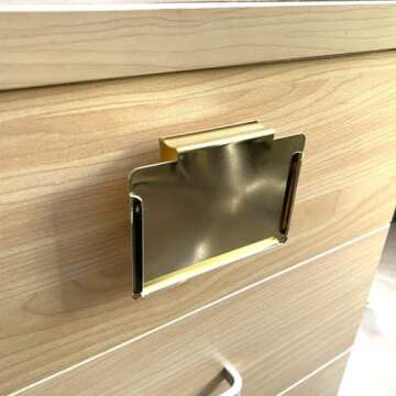 Top label Clip Label Holders,Gold Bin Clips for Kitchen Pantry Organization,10 Pcs Clip Holders with 60 Pcs Chalkboard Stickers