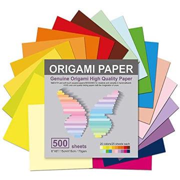Vibrant Origami Paper Set - 500 Sheets, 20 Colors for Creative Arts & Crafts