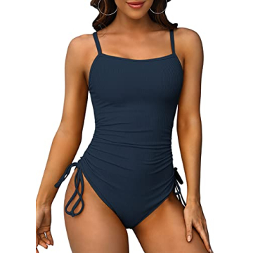 SOCIALA Ribbed One Piece Swimsuit Women Tie Side High Cut Bathing Suits Tummy Control Swim Suit 2025...