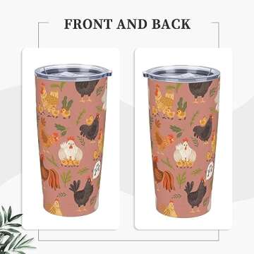Kaireno Chicken Tumbler Rooster Theme Stainless Steel Insulated Tumblers with Lid and Straw Reusable...