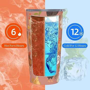 Kaireno Chicken Tumbler Rooster Theme Stainless Steel Insulated Tumblers with Lid and Straw Reusable Cute Hen Coffee Travel Mug Tea Drinking Water Wine Cups Birthday Gifts for Women 20 Oz