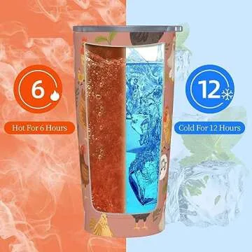 Kaireno Chicken Tumbler Rooster Theme Stainless Steel Insulated Tumblers with Lid and Straw Reusable Cute Hen Coffee Travel Mug Tea Drinking Water Wine Cups Birthday Gifts for Women 20 Oz