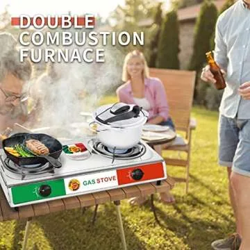 Green Bear USA - Vivi-create Outdoor Stove, Camp Stove, Quemador,Stainless Steel Stove, Double Burner Stove. Table propane Gas Stove