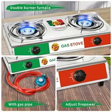 Green Bear USA - Vivi-create Outdoor Stove, Camp Stove, Quemador,Stainless Steel Stove, Double Burner Stove. Table propane Gas Stove
