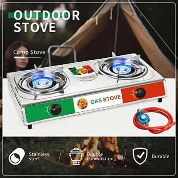 Green Bear USA - Vivi-create Outdoor Stove, Camp Stove, Quemador,Stainless Steel Stove, Double Burner Stove. Table propane Gas Stove