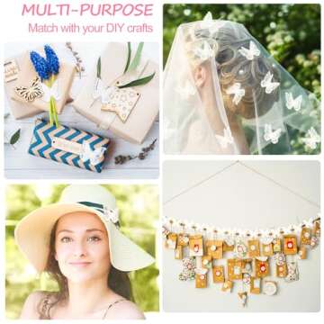 CHENGU 40 Pcs Butterfly Lace Trim Double Layers Organza Butterfly Fabric Embroidery Patches Wedding Bridal Dress Embroidered Appliques for Sewing Craft DIY Clothes Hair Accessories Party