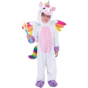 Spooktacular Creations Unicorn Costume, Jumpsuit with Wings and Star Wand for Kids Halloween Dress U...