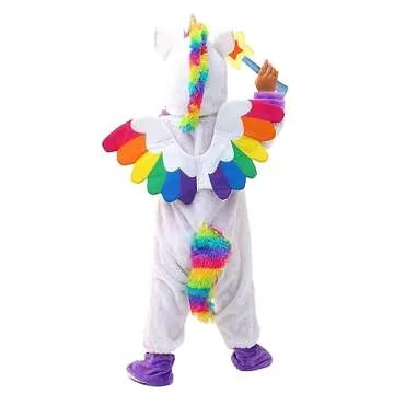 Spooktacular Creations Unicorn Costume, Jumpsuit with Wings and Star Wand for Kids Halloween Dress Up Party (3T (3-4 yrs)