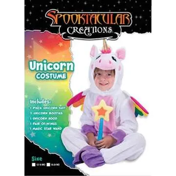Spooktacular Creations Unicorn Costume, Jumpsuit with Wings and Star Wand for Kids Halloween Dress Up Party (3T (3-4 yrs)