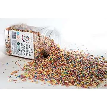 Sweet Eva’s 100percent NATURAL PEARLIZED RAINBOW SPRINKLES-Dairy Free,Nut,Gluten Free,Soy Free,Egg Free,Vegan,Kosher,Cake Decorating Jimmies,Cupcakes,Cookies,Cakes Topper,Bulk Candy,Large 1.5 LBS