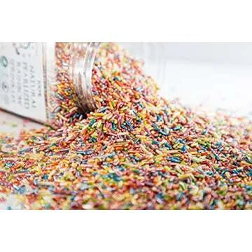 Sweet Eva’s 100percent NATURAL PEARLIZED RAINBOW SPRINKLES-Dairy Free,Nut,Gluten Free,Soy Free,Egg Free,Vegan,Kosher,Cake Decorating Jimmies,Cupcakes,Cookies,Cakes Topper,Bulk Candy,Large 1.5 LBS