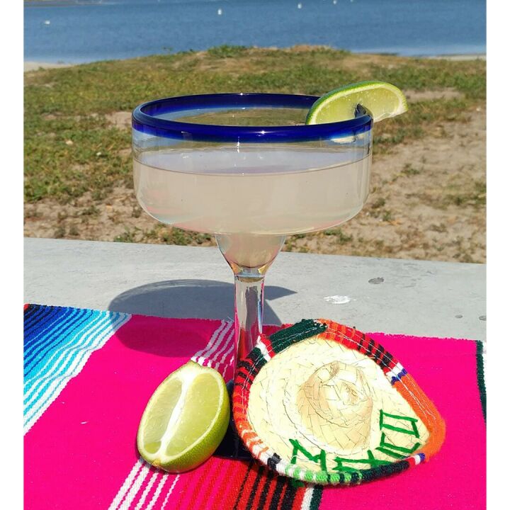 Mexican Hand Blown Margarita Glass Set - 4 Pieces