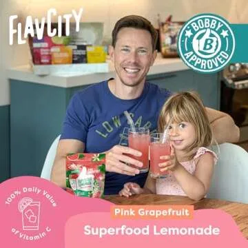 FlavCity Superfood Lemonade Pink Grapefruit Powdered Drink, 30 Servings – Sugar-Free Lemonade Powder Drink Mix - Keto, Vegan, Gluten-Free & Non-GMO