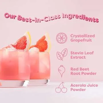 FlavCity Superfood Lemonade Pink Grapefruit Powdered Drink, 30 Servings – Sugar-Free Lemonade Powder Drink Mix - Keto, Vegan, Gluten-Free & Non-GMO