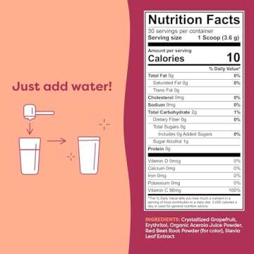 FlavCity Superfood Lemonade Pink Grapefruit Powdered Drink, 30 Servings – Sugar-Free Lemonade Powder Drink Mix - Keto, Vegan, Gluten-Free & Non-GMO