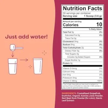 FlavCity Superfood Lemonade Pink Grapefruit Powdered Drink, 30 Servings – Sugar-Free Lemonade Powder Drink Mix - Keto, Vegan, Gluten-Free & Non-GMO