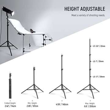 NEEWER Photography Light Stand 2.85-6.6ft/87-200cm, Spring Loaded Aluminum Tripod Stand with ø28mm ...