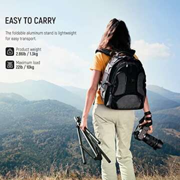 NEEWER Photography Light Stand 2.85-6.6ft/87-200cm, Spring Loaded Aluminum Tripod Stand with ø28mm Thicker Tube Diameter for Ring Light/LED Light/Strobe Flash/Softbox, Max Load 22lbs, ST-200