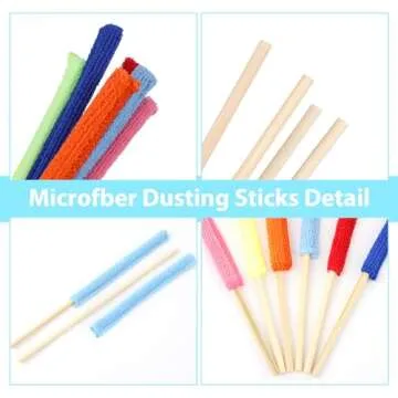 12 Pcs Mini Dusters for Cleaning,Microfiber Detail Duster Sticks Crevice Cleaning Tool Polychromatic Small Fan Duster for Car Vents,Fans,Small Spaces