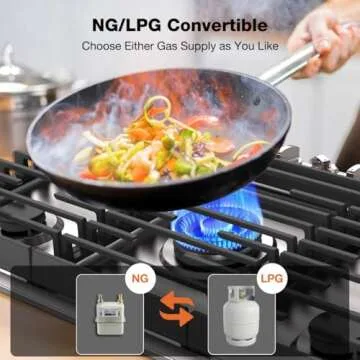 Powerful 30 Inch Gas Cooktop with Safety Features