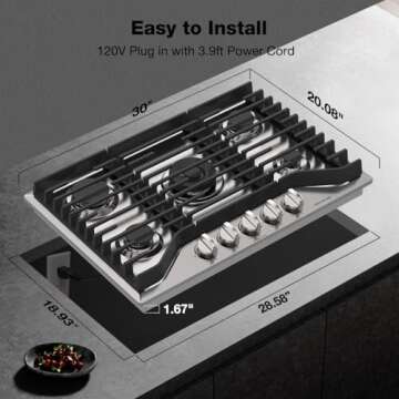 Powerful 30 Inch Gas Cooktop with Safety Features