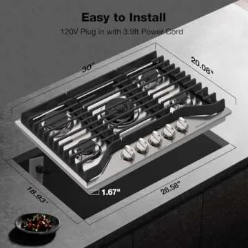 Powerful 30 Inch Gas Cooktop with Safety Features
