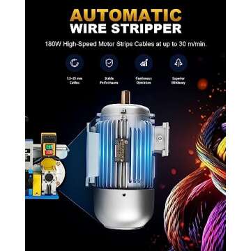 CREWORKS Electric Wire Stripper Machine, 0.06"-1" Automatic Wire Stripping Machine, Wire Stripping Tool for 1.5-25 mm Scrap Wire, 5 Channel Copper Wire Stripper Power Tool for Leftover Cable Recycling