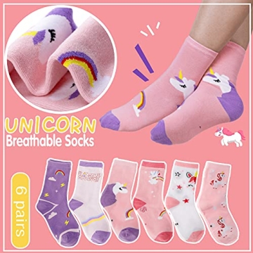 WELSOX Unicorn Socks for Girls - 6 Cute Cotton Pairs