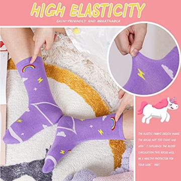 WELSOX Unicorn Socks for Girls - 6 Cute Cotton Pairs