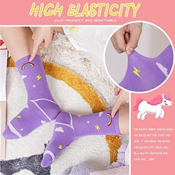 WELSOX Unicorn Socks for Girls - 6 Cute Cotton Pairs