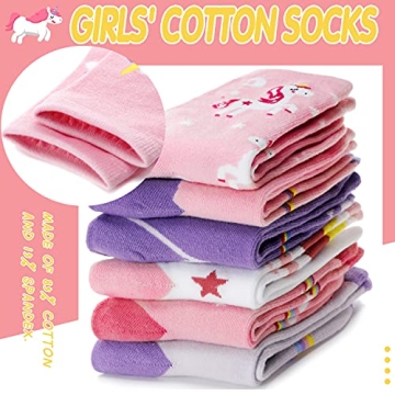 WELSOX Unicorn Socks for Girls - 6 Cute Cotton Pairs
