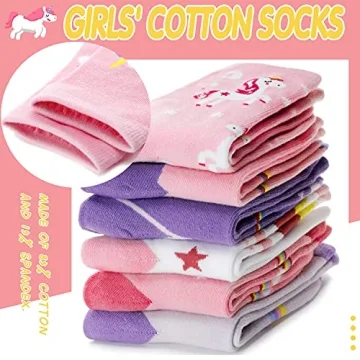 WELSOX Unicorn Socks for Girls - 6 Cute Cotton Pairs
