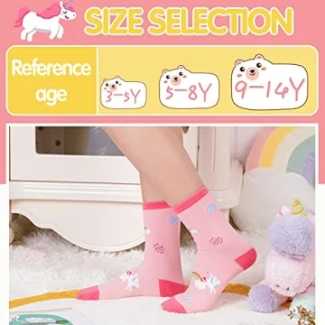 WELSOX Unicorn Socks for Girls - 6 Cute Cotton Pairs