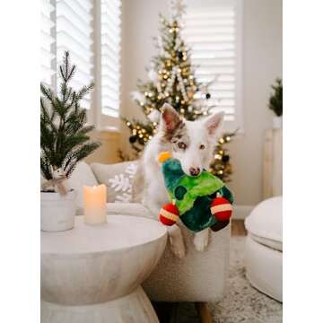 ZippyPaws Burrow Christmas Dog Toy - Plush Squeaky Holiday Dog Gifts for Small & Medium Puppy Dogs, ...