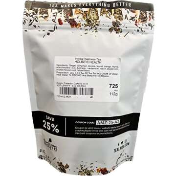Tealyra - Holistic Health Tea - Turmeric Healthy Tonic - Ginger - Fennel - Cinnamon - Loose Leaf - All-In-One Wellness Blend - Caffeine-Free - 112g (4-ounce)