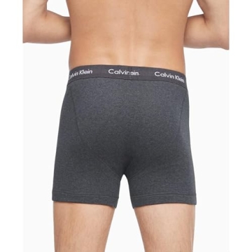 Calvin Klein Men's Cotton Classics 5-pack Boxer Brief, 2 Blue Shadow Body W/Blue Shadow Waistband, 2 Charcoal Heather Body W/Charcoal Heather Waistband, 1 Black Body W/Black Waistband, Small