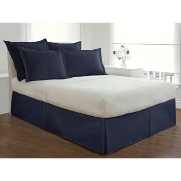 Fresh Ideas Bedding Tailored Bedskirt - Elegant Design, Classic 14" Drop, Full Size, Navy