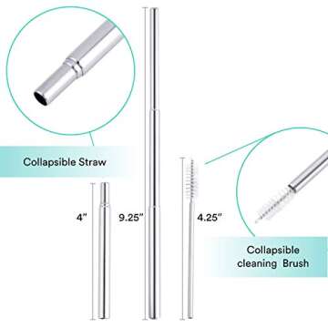 Eco-Pals | Straws Reusable Stainless Steel with Soft Silicone Mouthpiece | Reusable Straw | Dishwash...