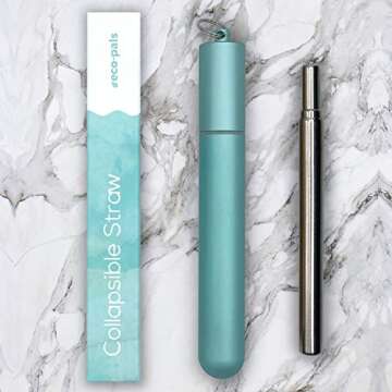 Eco-Pals | Straws Reusable Stainless Steel with Soft Silicone Mouthpiece | Reusable Straw | Dishwasher Safe | +1 Straw Cleaning Brush (Sea Foam)