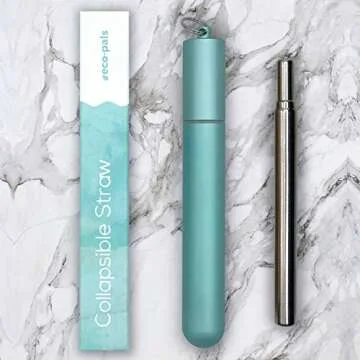 Eco-Pals | Straws Reusable Stainless Steel with Soft Silicone Mouthpiece | Reusable Straw | Dishwasher Safe | +1 Straw Cleaning Brush (Sea Foam)