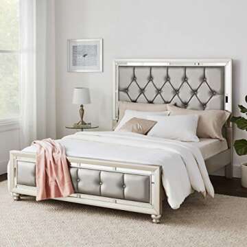 Global Furniture USA QB Riley Tufted, Queen Bed, Silver